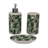 Kit de banheiro de cerâmica folhas - 03 pçs - Btc