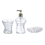 Kit de banheiro de vidro 3 pcs 9,4cm x 8,7cm x 15,5cm 9,8cm - Btc decor