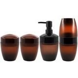 Kit De Banheiro Ou Plastico 4 Acessórios Design Vidro Fosco Terracota