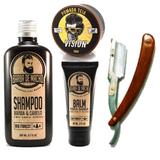 Kit de Barba Com Navalha Shampoo Balm Pomada - Aproveite! - Barba de macho