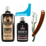 Kit de Barba Shampoo Tônico Navalha e Alinhador de Barba - Barba de macho