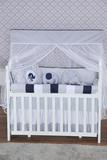 Kit de Berço Elefantinhos Marinho com Mosquiteiro - Bruna baby