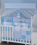 Kit de Berço Ursinho Juju Azul com Mosquiteiro - Bruna baby