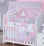 Kit de Berço Ursinho Juju Rosa com Mosquiteiro - Bruna baby