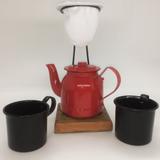 Kit de Café Egoista - Individual - Vermelho e Pretas - Demolição - feito a mão - Silvana vannucci