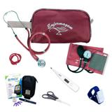 Kit de Enfermagem com Aparelho de pressão + Estetoscópio Duplo Vinho + Kit Medidor de Glicose G-tech - Premium