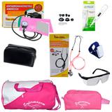 Kit de enfermagem com Medidor de Pressão e Estetoscópio Duplo Premium + Bolsa Exclusiva Pink