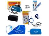 Kit de Enfermagem com Medidor de Pressão Estetoscópio Premium Azul + Bolsa Necessaire e acessórios