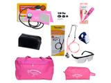 Kit de enfermagem Pink com Aparelho de Pressão Aneroide Estetoscópio Duplo Premium + Bolsa e Necessaire