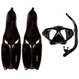 Kit de Mergulho Máscara+Respirador+Nadadeira Cetus Shark Fun Black