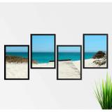 Kit de Quadros Decorativos 4 Peças Mar e Praia Los Quadros Preto