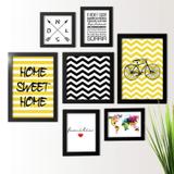 Kit de Quadros Decorativos 7 Peças Bikes Los Quadros Preto