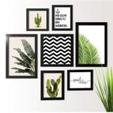 Kit de Quadros Decorativos 7 Peças Folhagens Los Quadros Preto