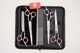 kit de teouras Pet de tosa 4 tesouras e 1 pente Purple Dragon Red