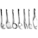 Kit De Utensílios Aço Inox 7 Peças concha escumadeira colher espátula garfo pegador Ke Home
