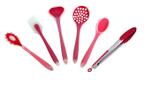 Kit de Utensílios Em Silicone Interiço Vermelho 6 Peças - Jfz