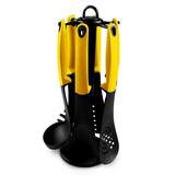 Kit de Utensílios Nylon 7 Peças Amarelo Com Suporte Kehome 6128