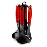Kit de Utensílios Nylon 7 Peças Vermelho Com Suporte Kehome 6128
