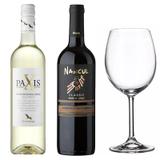 Kit de Vinhos com Taça de Cristal 580 ml - Clube de Assinaturas 2 - Kit vinhos importados
