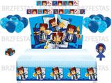 Kit Decoração de Festa Authentic Games * Painel + Toalha de Mesa + 25 Balões + Vela + 40 Forminhas p/ Doces + Faixa - Festcolor