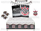 Kit Decoração de Festa Corinthians * Painel + Vela + Toalha de Mesa + Faixa + 40 Forminhas p/ doces - Festcolor
