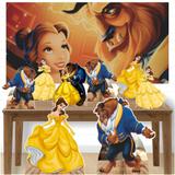Kit decoração de festa display - 8pçs+painel- Bela e a Fera - Inove adesivos