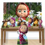 Kit decoração de festa display MDF -7pç+painel- Masha e Urso - Inove adesivos