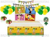 Kit Decoração de Festa do Chaves * Painel + Toalha de mesa + Faixa + 25 Balões + 40 Forminhas doces + Vela - Festcolor