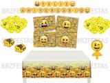 Kit Decoração de Festa Emoji * Painel + Toalha de mesa + Faixa + Balões + Forminhas + Vela - Festcolor