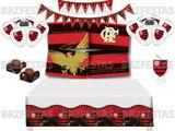 Kit Decoração de Festa Flamengo * Painel + Toalha de mesa + Faixa + 25 Balões + 40 Forminhas + Vela - Festcolor