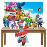 Kit decoração de festa totem display 7pçs+painel- Super Wings - Inove adesivos