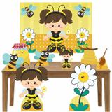Kit decoração de festa totem display 8pçs+painel- Abelhinha2 - Inove adesivos