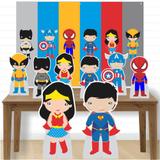 Kit decoração de festa totem display -8pçs+painel - Heróis - Inove adesivos
