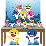 Kit Decoração de Festa Totem Display 9 peças Baby Shark - Inove adesivos