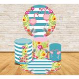 Kit Decoração Mini Table Flamingo Tropical 02 - Fabrika de festa