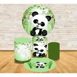 Kit Decoração Mini Table Panda Fundo Verde Bambu - Fabrika de festa