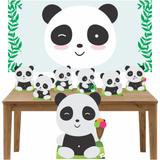 Kit decoração Totem Display 7pçs+painel - Pandas - Inove adesivos