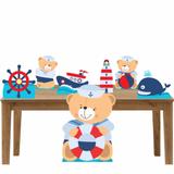 Kit decoração totem e display 7peças - Ursinho Marinheiro - Inove adesivos