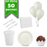 Kit Descartáveis Branco 50 Pessoas - Festabox