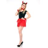 Kit Diaba Verm. - Saia / Brac / Tiara e Gravata - Halloween