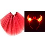 Kit diabinha saia de tule tutu e tiara led - Ateliê vivi castro