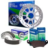 Kit Disco de Freio Bros 150 + Pastilha + Lona Patim Cobreq