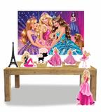Kit Display Boneca Barbie Com 7 Peças + Painel - X4adesivos