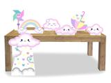 kit Display festa Mdf Chuva de Benção Amor Menina 1 Totem chão e 5 Displays 22cm - X4adesivos