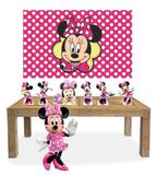 Kit Display Mdf Minnie Rosa Com 07 Pçs + Painel Grande - X4adesivos
