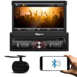 Kit DVD Player Quatro Rodas 1 Din 7 Pol Retrátil BT MicroSD com Câmera Ré 2 em 1 Colorida Multilaser - Prime