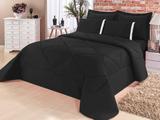 Kit Edredom + Lençol Aconchego Dupla Face Casal Queen 6 Peças - Preto - Finos enxovais