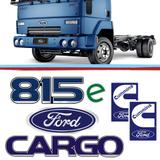 Kit Emblemas Caminhao Ford Cargo 815E Azul Adesivo Resinado 05 Pecas - Sport inox