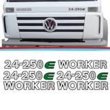 Kit Emblemas Caminhao Vw 24-250E Worker Adesivo Resinado 04 Pecas - Sport inox