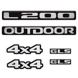 Kit Emblemas Mitsubishi L200 2011 Outdoor 4x4 Gls Resinado - Sportinox
